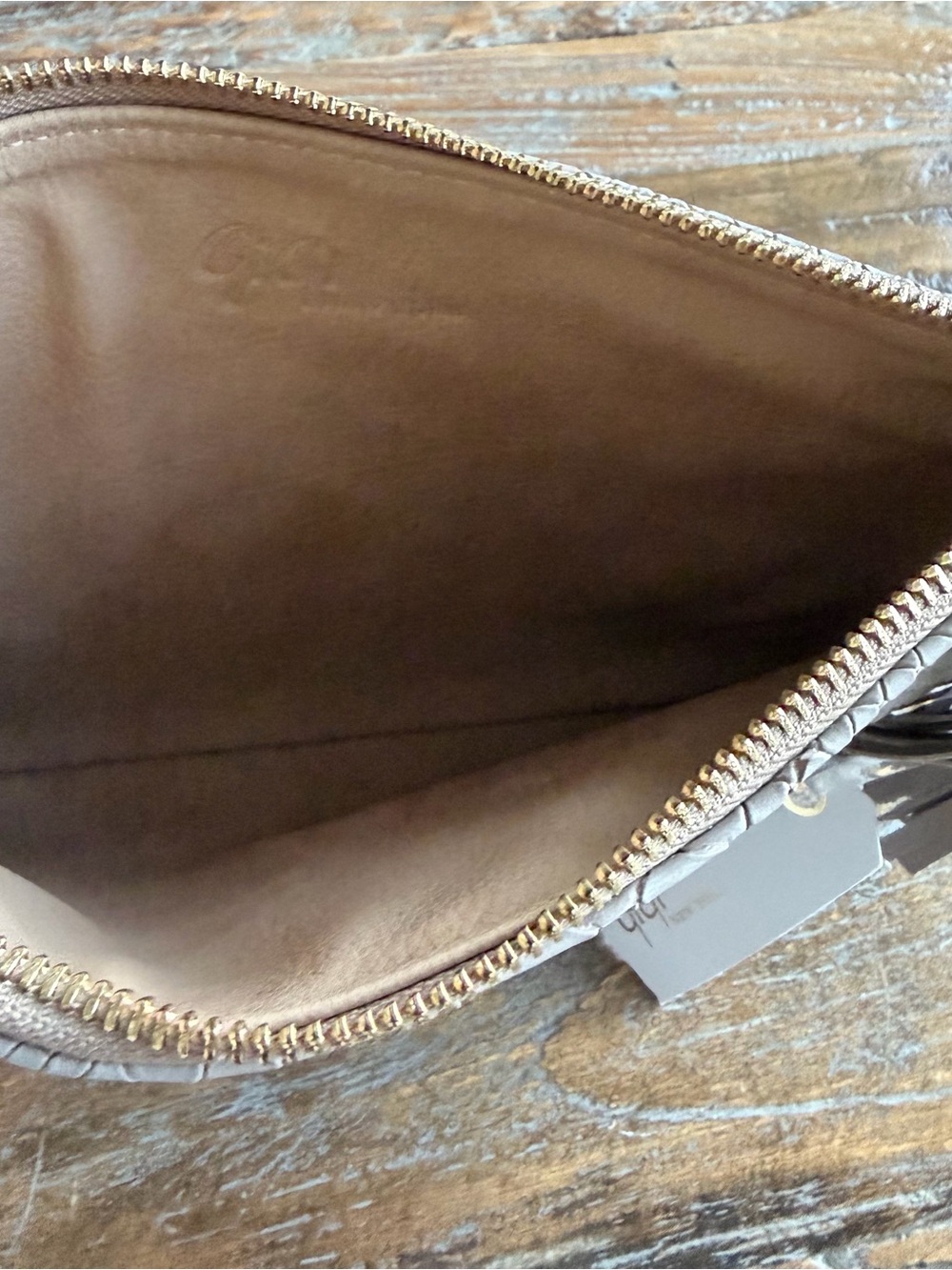 GiGi New York Light Taupe Snake-Embossed Leather Clutch with Tassel - Picture 4 of 15